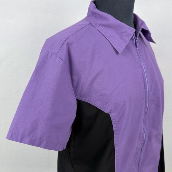 Mobb Womens Medium Purple Zip Front Short Sleeve Scrub Jacket Tunic Pockets - Picture 4 of 7